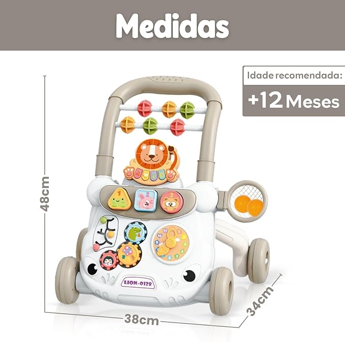 Andador Infantil Didático Musical Educativo Interativo com Reservatório de Água (Branco)