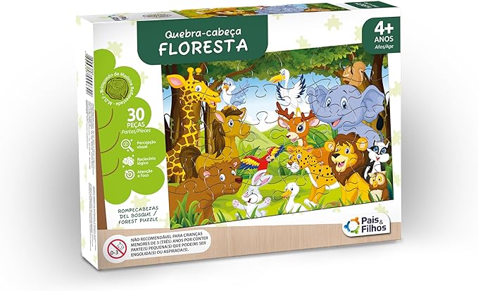 Quebra-Cabeça Madeira Floresta, 30 Peças